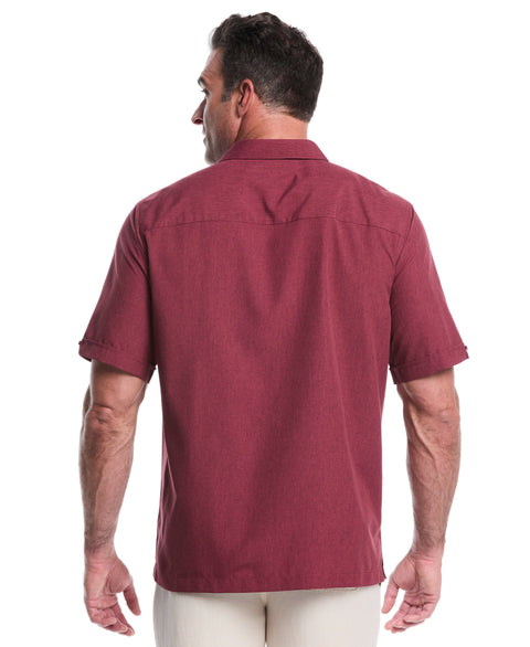 Big & Tall Chambray Geo Embroidery Shirt (Cordovan) 