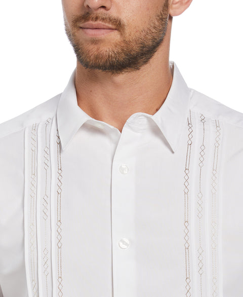 Big & Tall Short Sleeve Front Tuck With Geo Stitching (Bright White) 