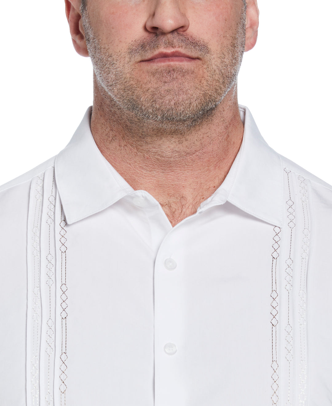Big & Tall Geo Embroidered Panel Shirt (Bright White) 