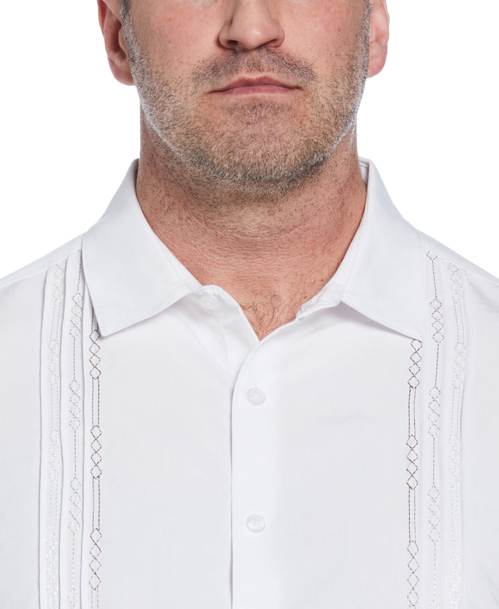 Big & Tall Geo Embroidered Panel Shirt (Bright White) 