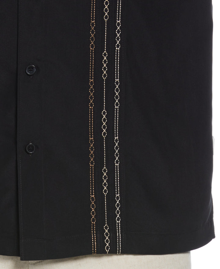 Big & Tall Short Sleeve Front Tuck With Geo Stitching (Jet Black) 