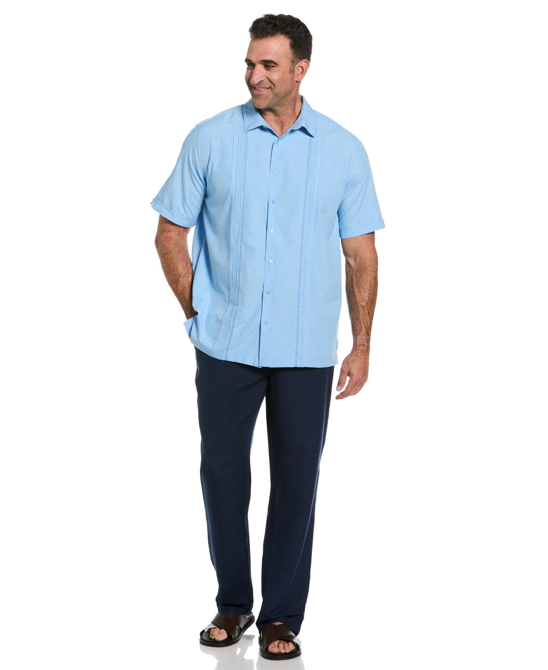 Big & Tall Geo Embroidered Panel Shirt-Casual Shirts-Cubavera