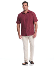 Big & Tall Chambray Geo Embroidery Shirt (Cordovan) 