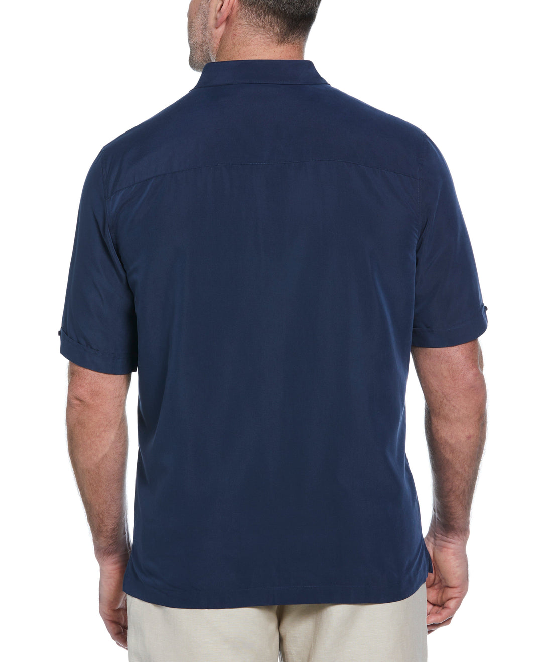 Big & Tall Geo Embroidered Panel Shirt (Dress Blues) 