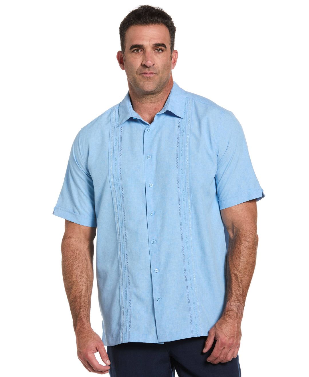 Big & Tall Geo Embroidered Panel Shirt-Casual Shirts-Cubavera
