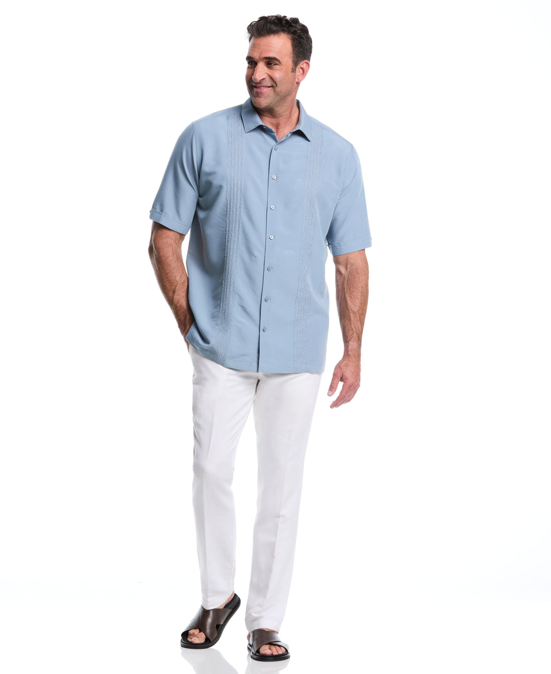 Big & Tall Two-Tone Geo Embroidered Shirt (Windward Blue) 