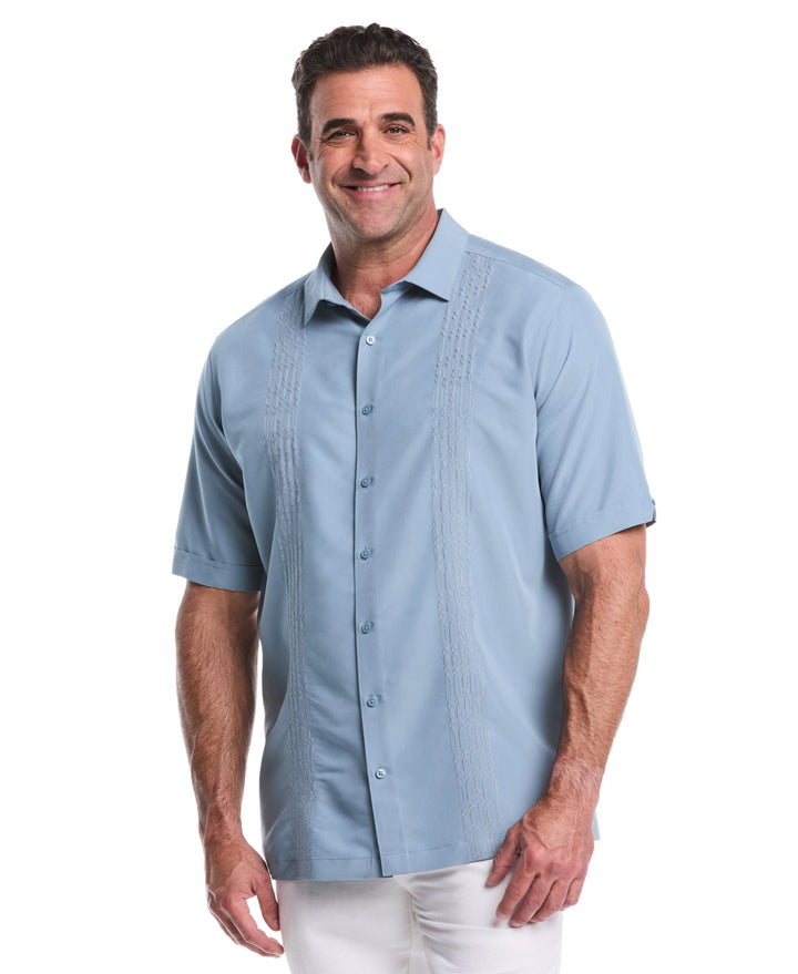 Big & Tall Two-Tone Geo Embroidered Shirt (Windward Blue) 