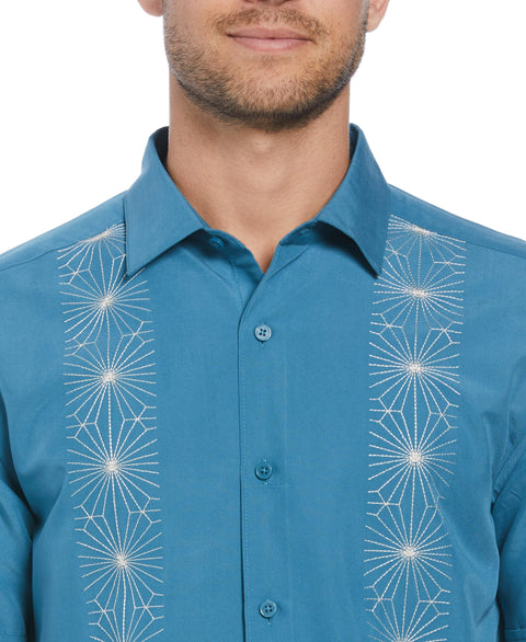 Geo Embroidery Panel Shirt (Bluesteel) 