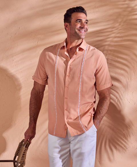 Big & Tall Insert Panel Pickstitch Shirt-Casual Shirts-Cubavera