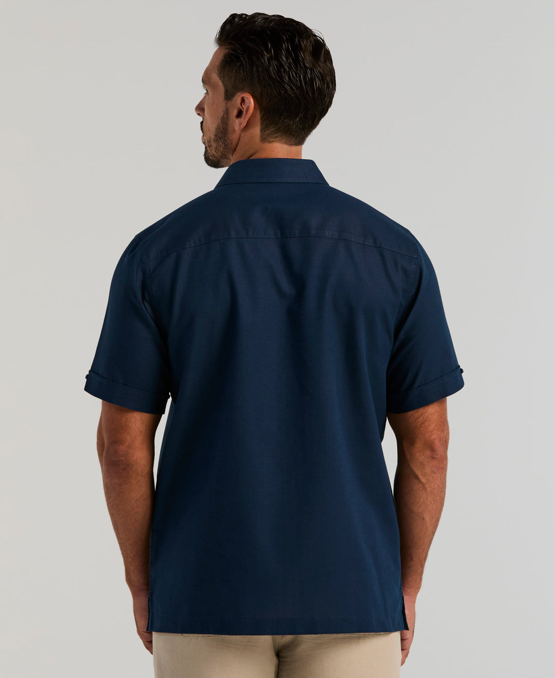 Linen Blend Embroidered Shirt (Pageant Blue) 
