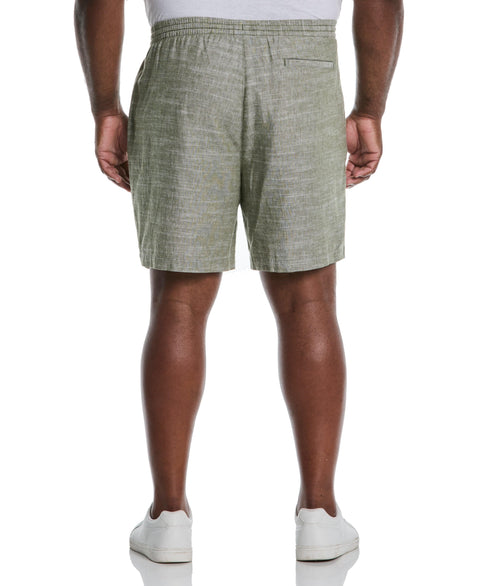 Big & Tall Linen Blend 7 1/2" Cross Dyed Slub Short (Olivine) 
