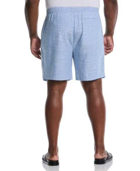Big & Tall Linen Blend 7 1/2" Cross Dyed Slub Short (Ashleigh Blue) 