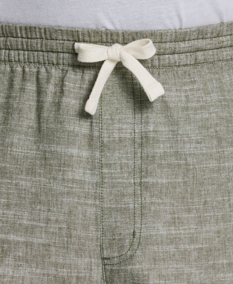 Big & Tall Linen Blend 7 1/2" Cross Dyed Slub Short (Olivine) 