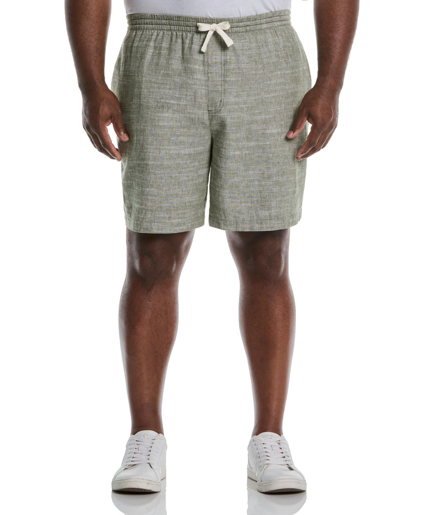 Big & Tall Linen Blend 7 1 2" Cross Dyed Slub Short