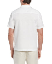 Big & Tall Linen-Blend Applique Panel Guayabera Shirt (Brilliant White) 