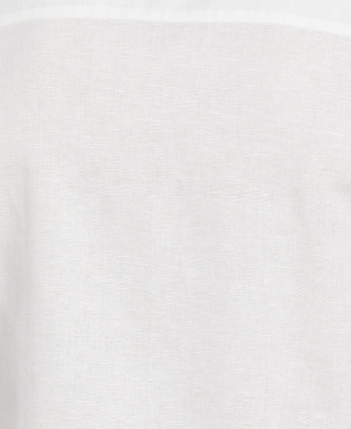 Big & Tall Linen-Blend Applique Panel Guayabera Shirt (Brilliant White) 
