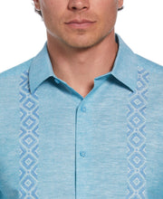 Linen Blend Argyle Embroidered Chambray Shirt (Barrier Reef) 