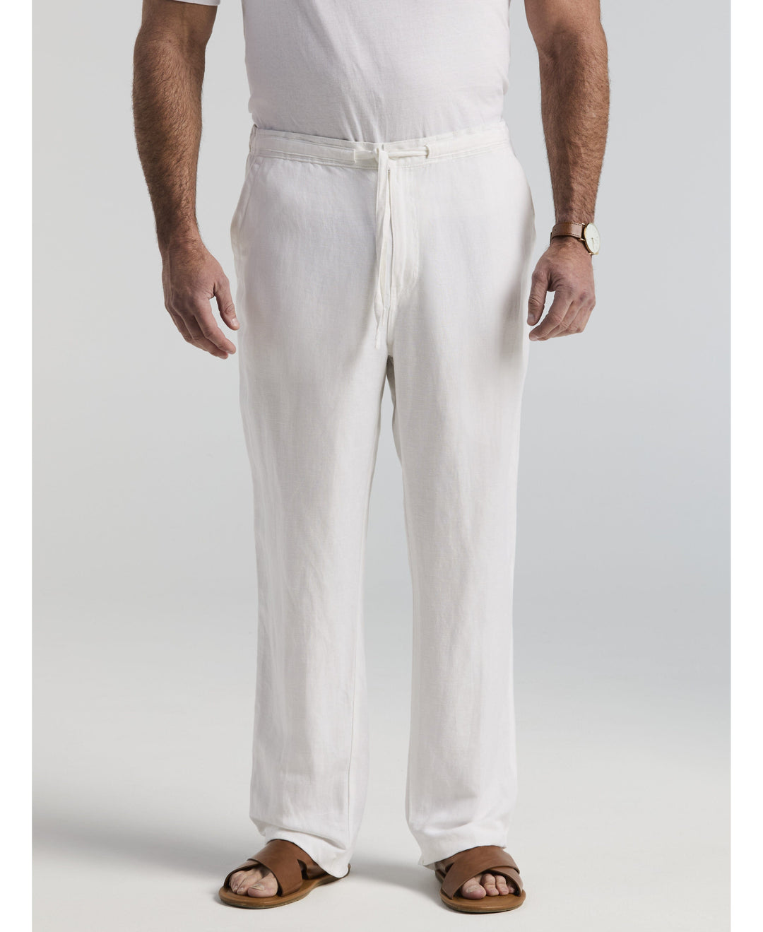 Big & Tall Linen-Blend Core Drawstring Pants-Pants-Brilliant White-2XB-30-Cubavera