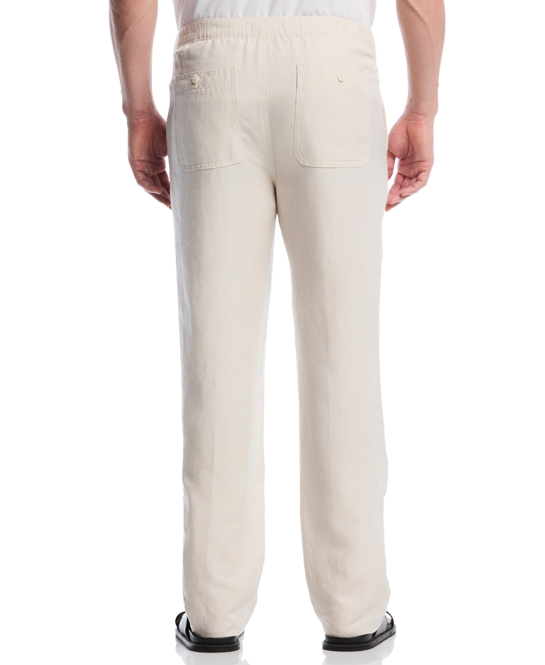 Linen Blend Drawstring Pant (Egret) 