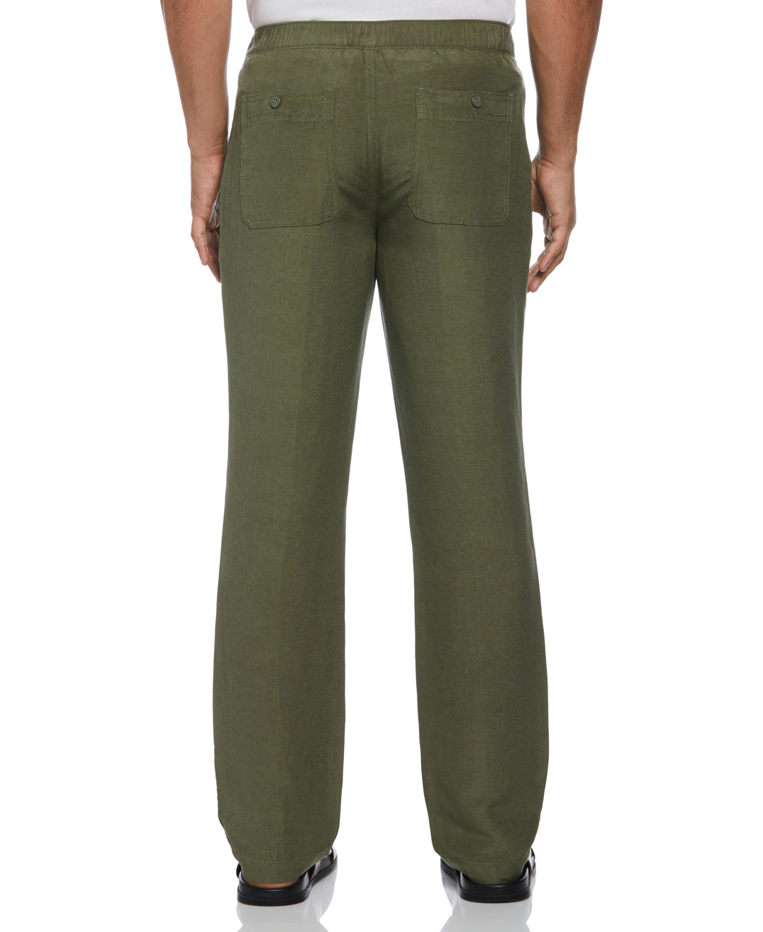 Linen Blend Drawstring Pant (Olivine) 