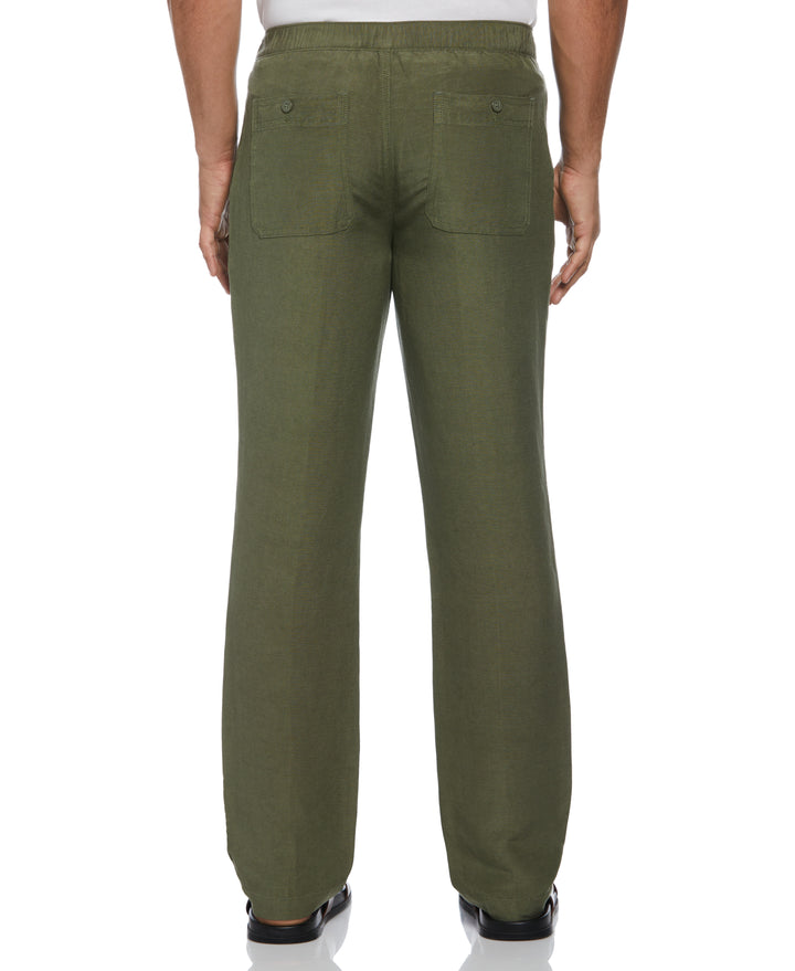 Linen Blend Drawstring Pant (Olivine) 