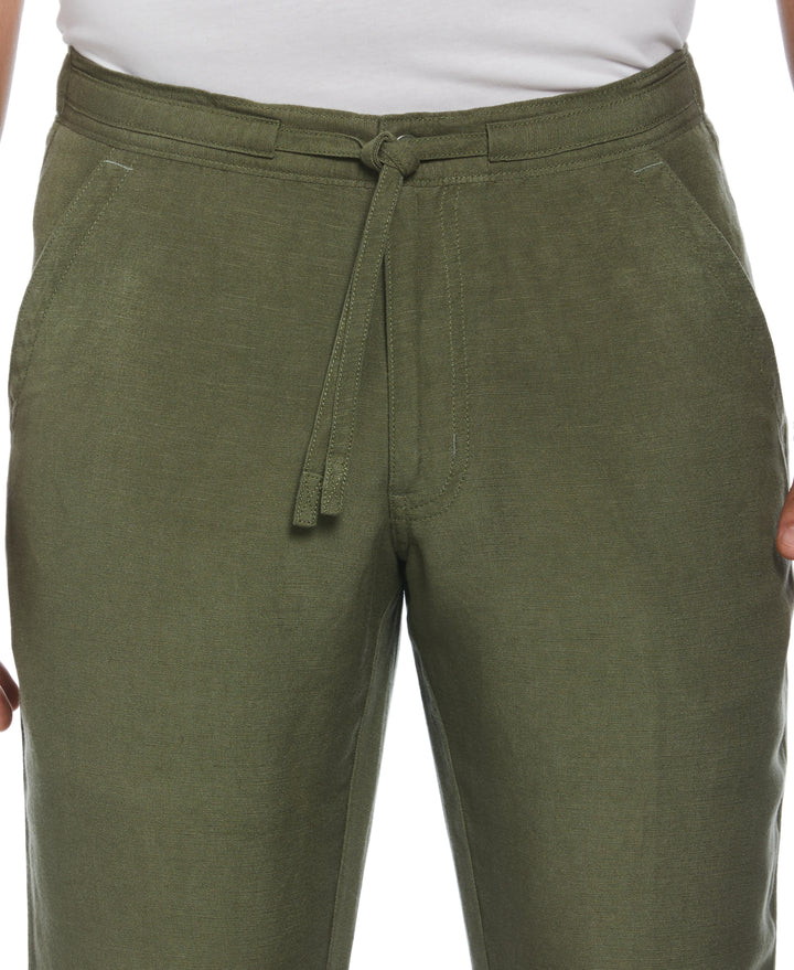 Linen Blend Drawstring Pant (Olivine) 