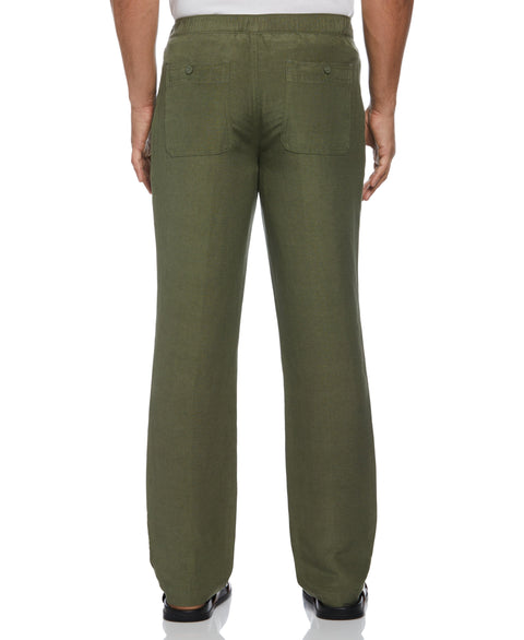 Big & Tall Linen Blend Drawstring Pant (Olivine) 