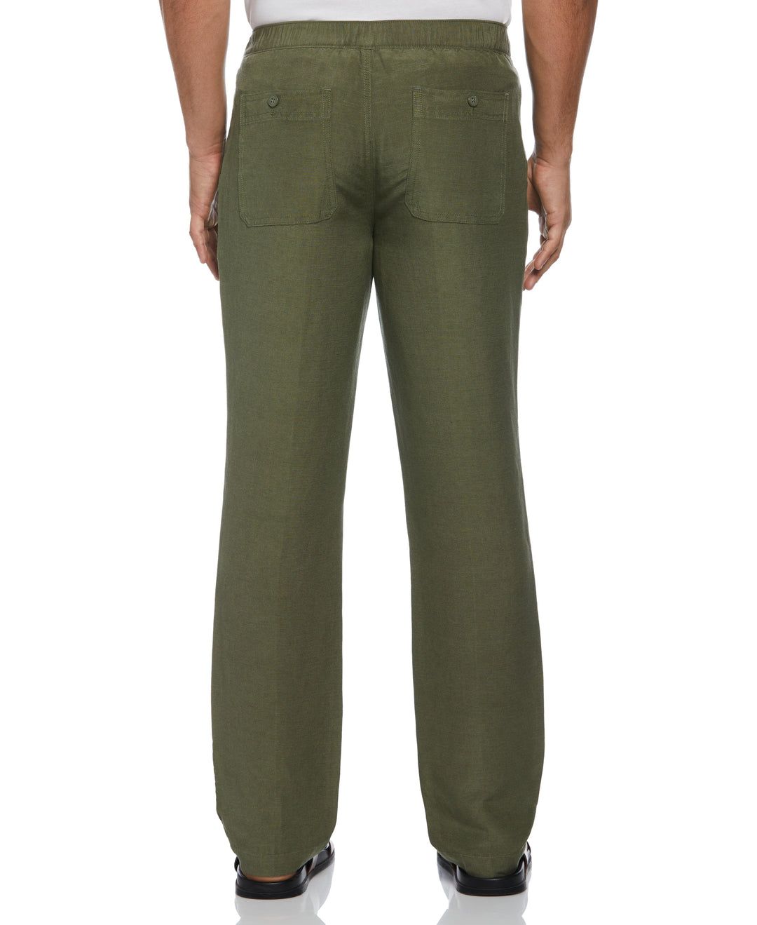 Linen Blend Drawstring Pant (Olivine) 
