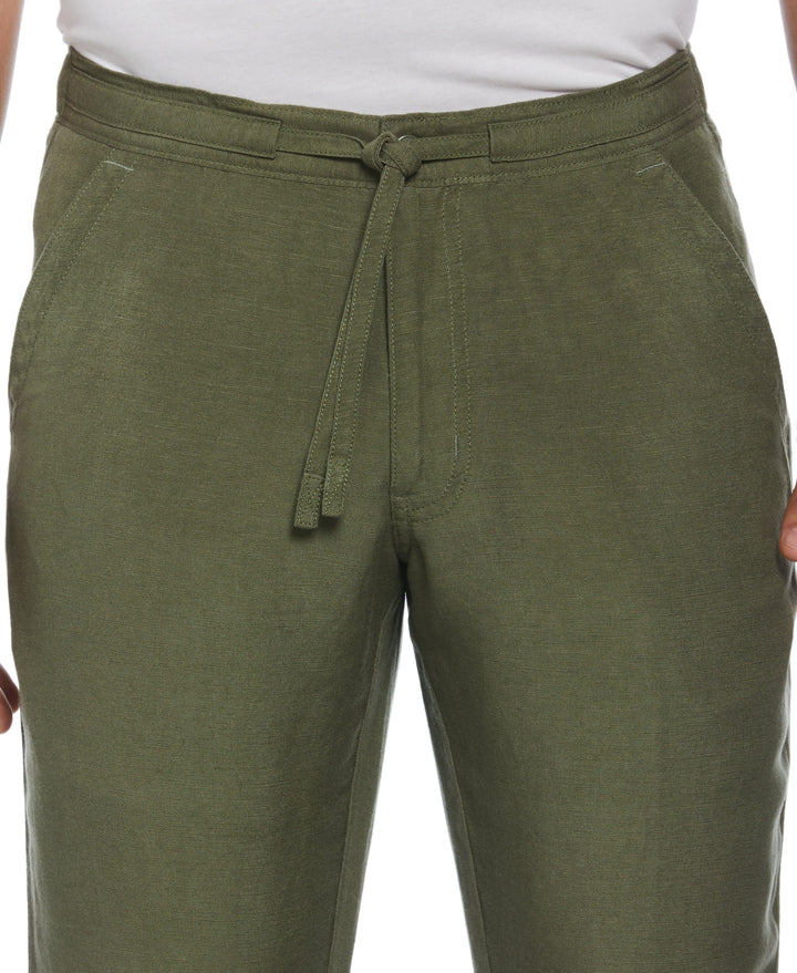 Linen Blend Drawstring Pant (Olivine) 