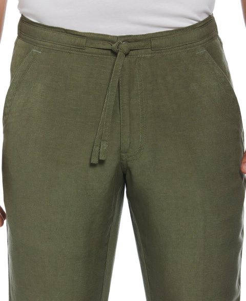 Big & Tall Linen Blend Drawstring Pant (Olivine) 
