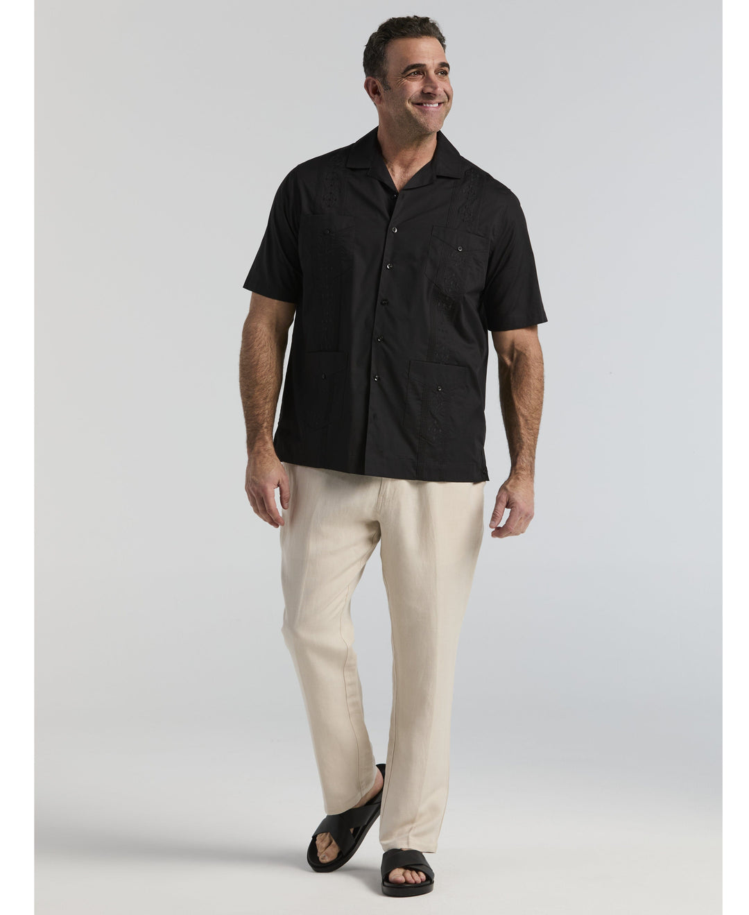 Big & Tall Linen-Blend Core Drawstring Pants-Pants-Cubavera