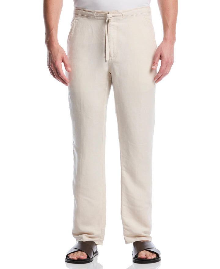Linen Blend Drawstring Pant (Egret) 
