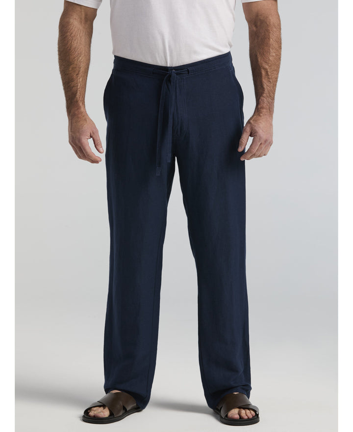 Big & Tall Linen-Blend Core Drawstring Pants-Pants-Dress Blues-2XB-30-Cubavera