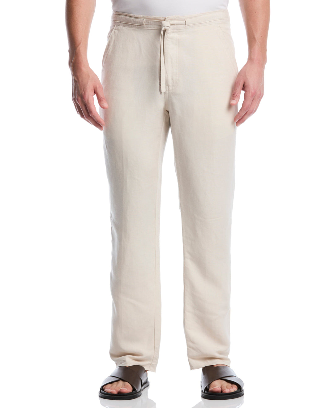 Linen Blend Drawstring Pant (Egret) 