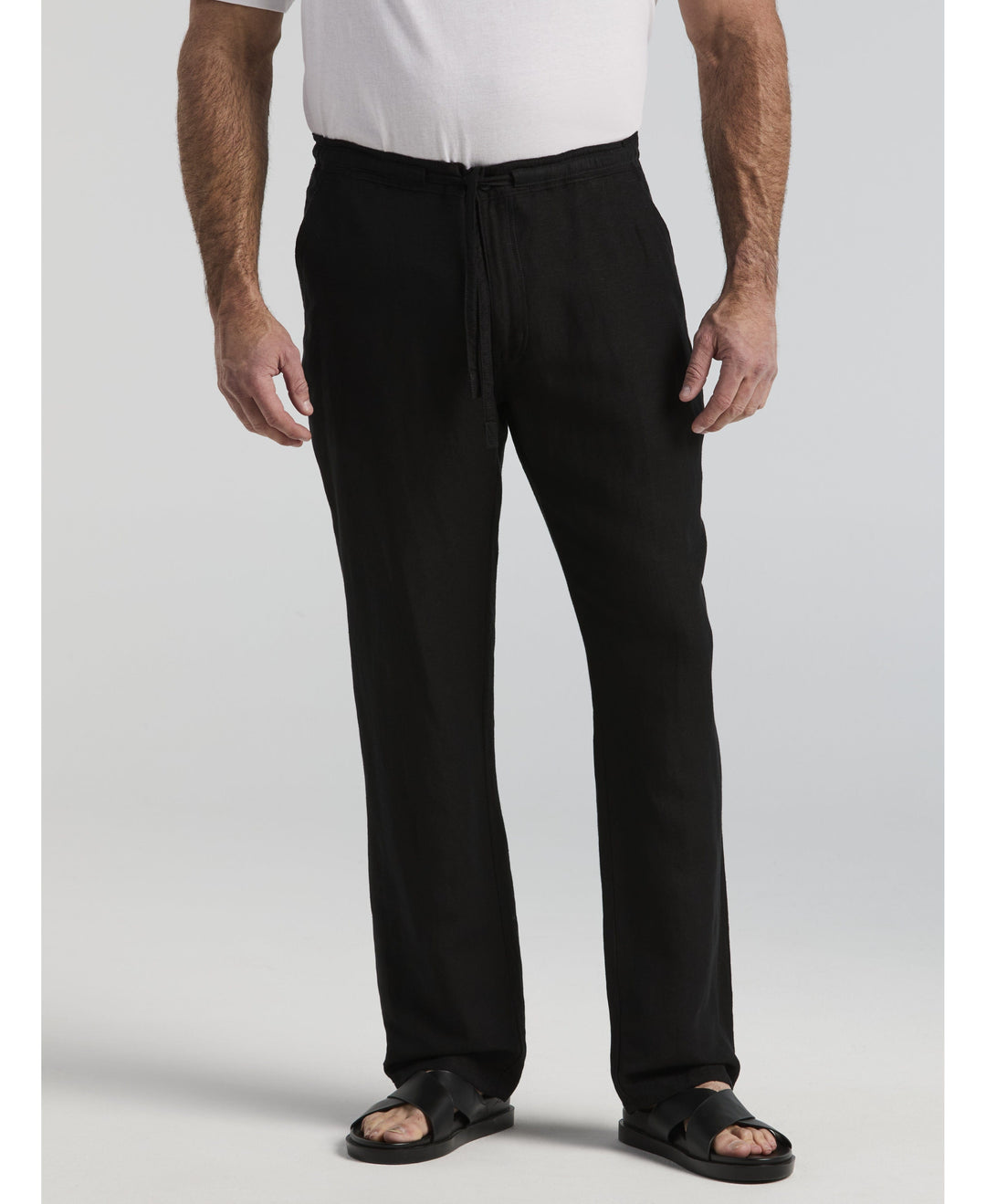 Big & Tall Linen-Blend Core Drawstring Pants-Pants-Jet Black-2XB-30-Cubavera