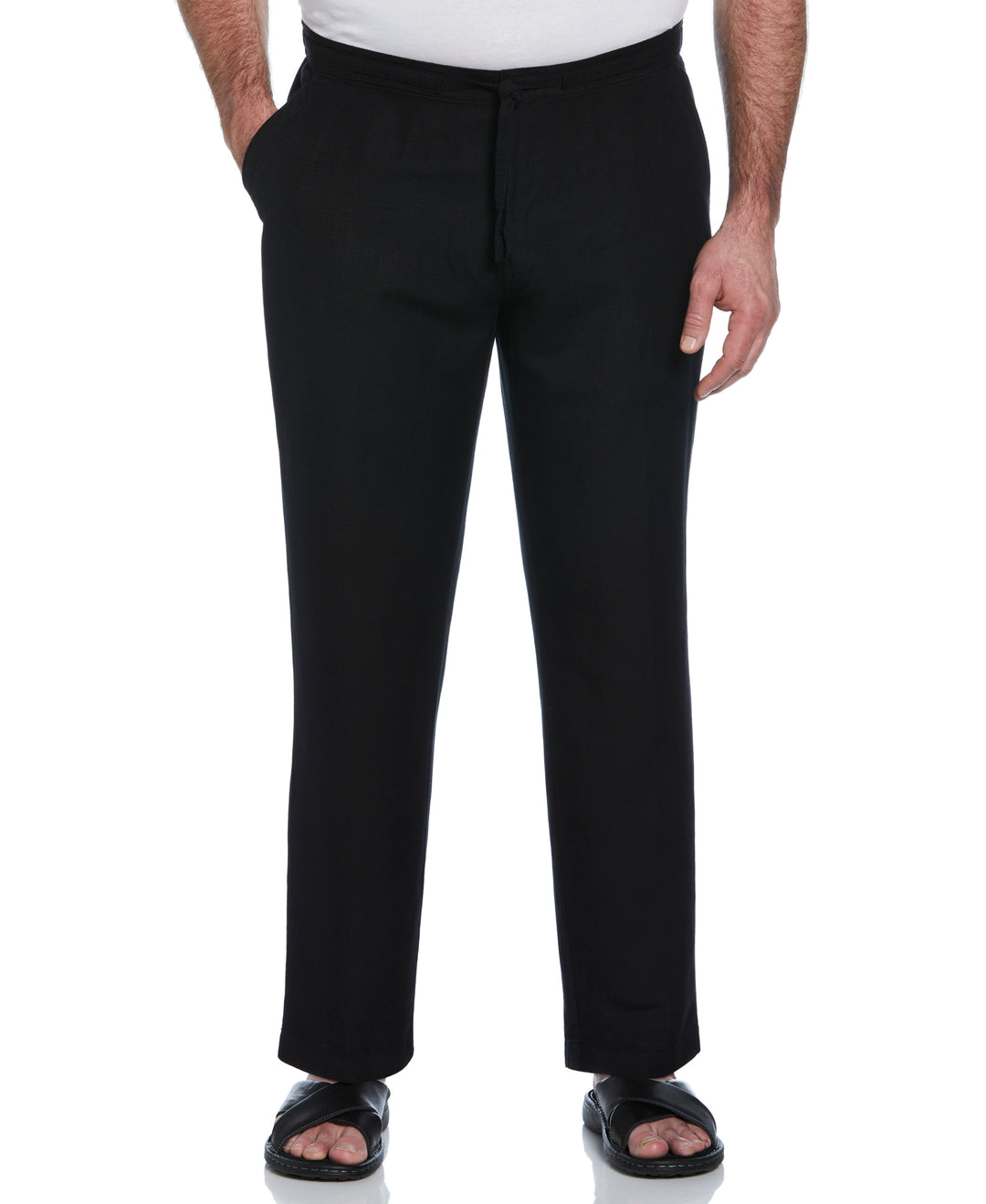 Big & Tall Linen Blend Drawstring Pant (Jet Black) 