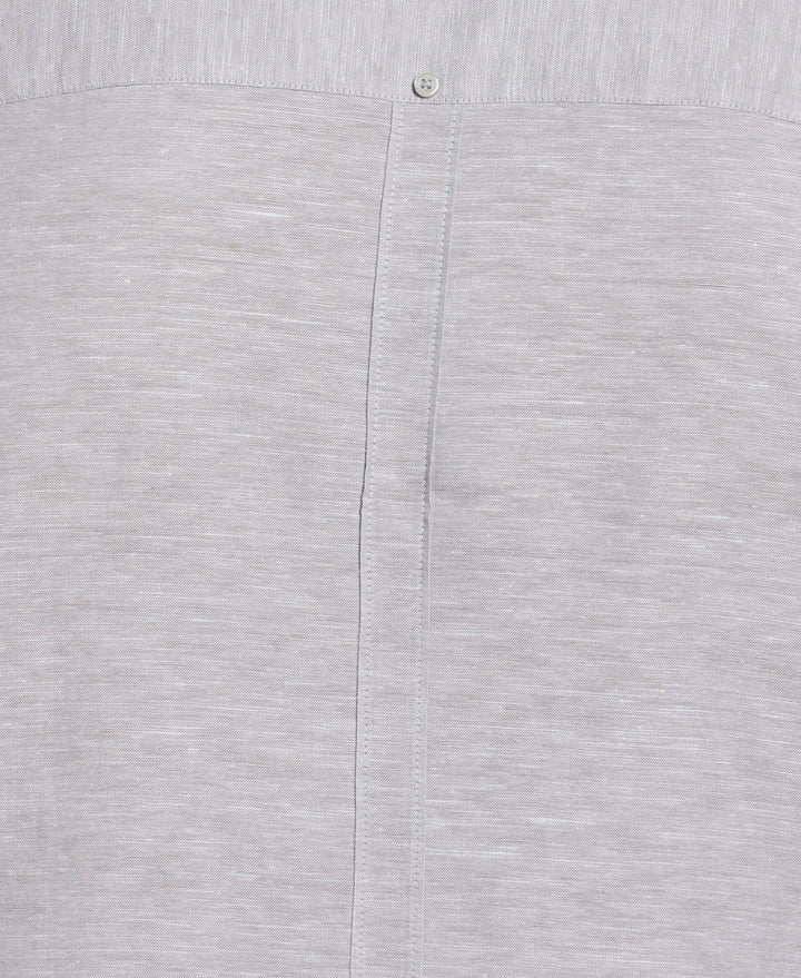 Big & Tall Linen Blend Cross Dye Guayabera Shirt (Sleet) 