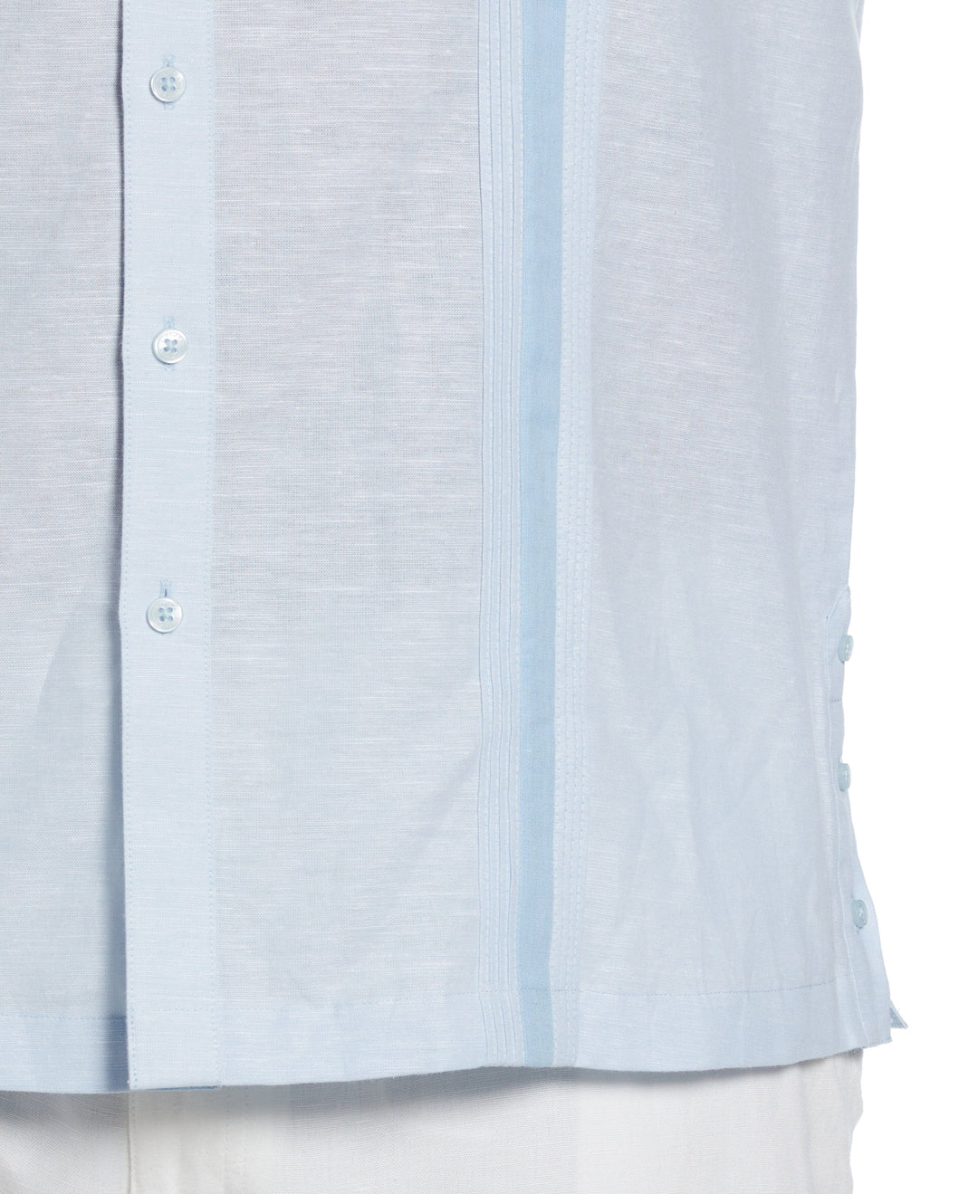 Big & Tall Linen Blend Cross Dye Guayabera Shirt (Cerulean) 