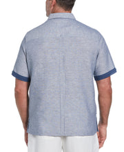 Big & Tall Linen Blend Cross Dye Guayabera Shirt (Ensign Blue) 