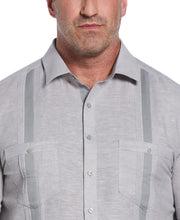 Big & Tall Linen Blend Cross Dye Guayabera Shirt (Sleet) 