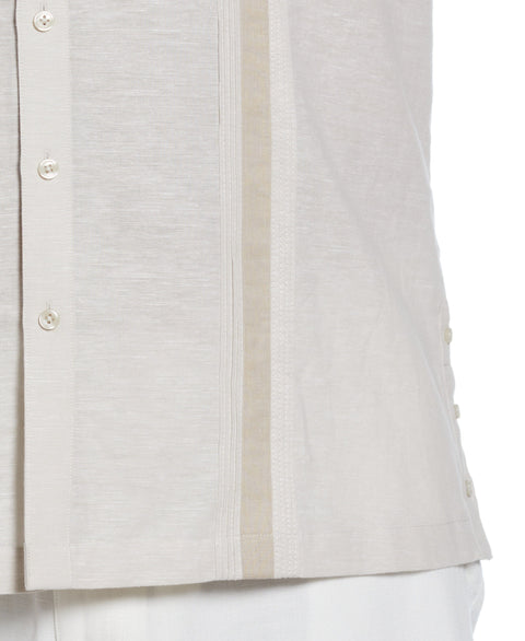 Big & Tall Linen Blend Cross Dye Guayabera Shirt (Silver Lining) 