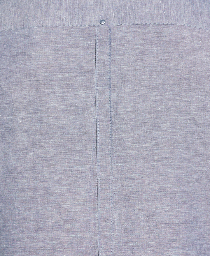 Big & Tall Linen Blend Guayabera Shirt (Ensign Blue) 