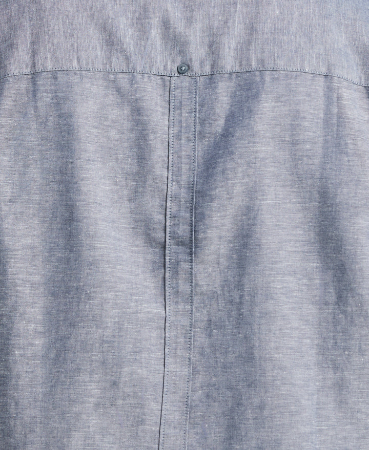 Big & Tall Linen Blend Guayabera Shirt (Ensign Blue) 