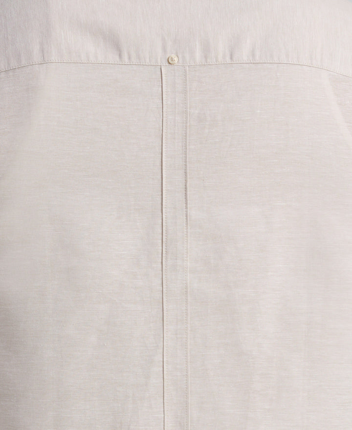 Big & Tall Linen Blend Cross Dye Guayabera Shirt (Silver Lining) 