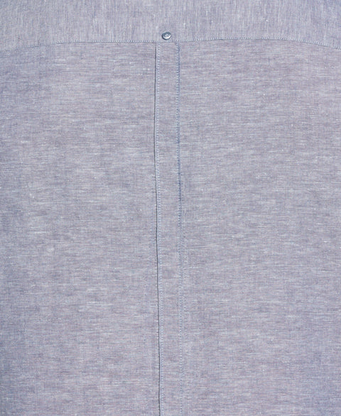 Big & Tall Linen Blend Cross Dye Guayabera Shirt (Ensign Blue) 