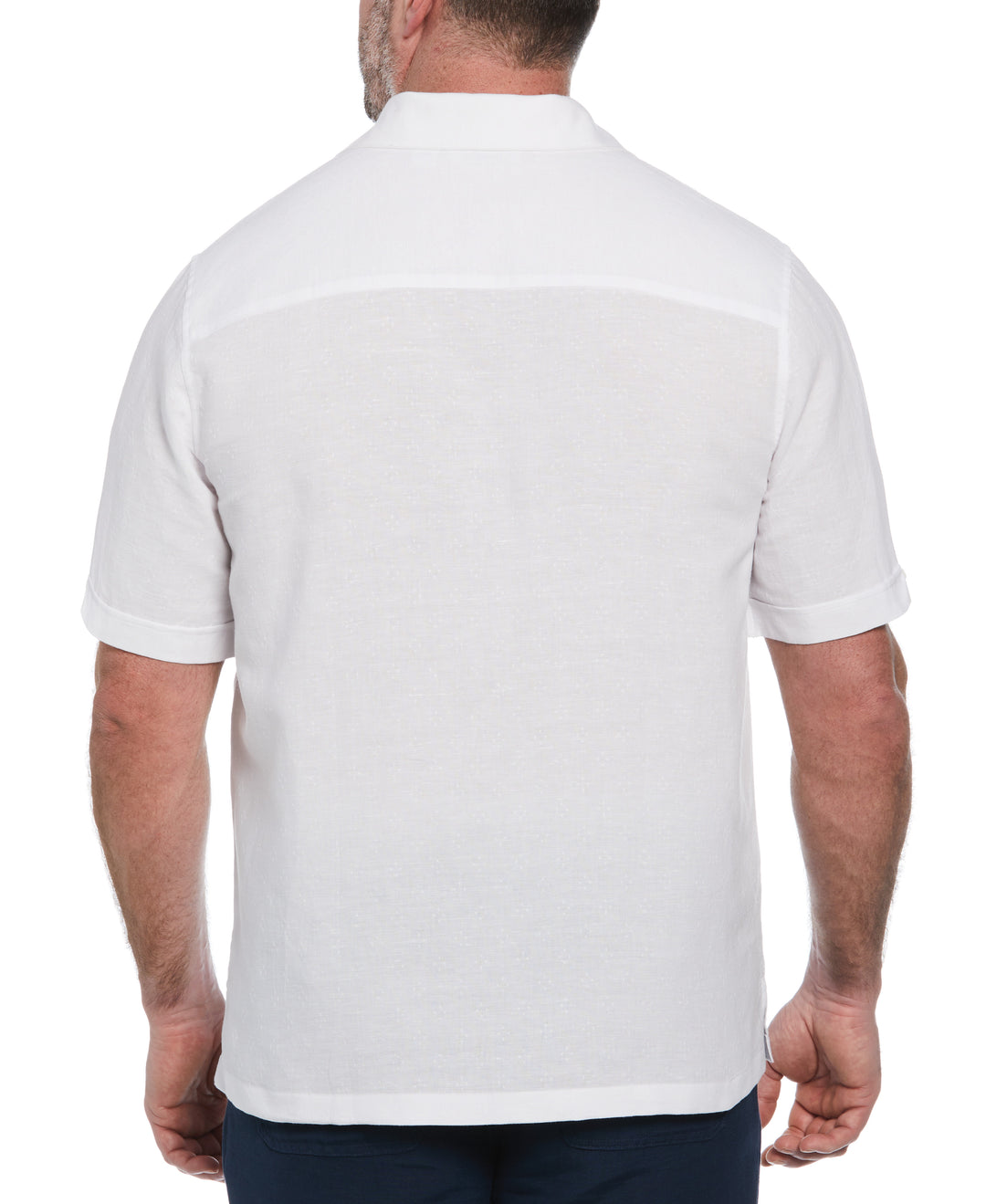 Linen Blend Dobby Camp Collar Shirt (Brilliant White) 