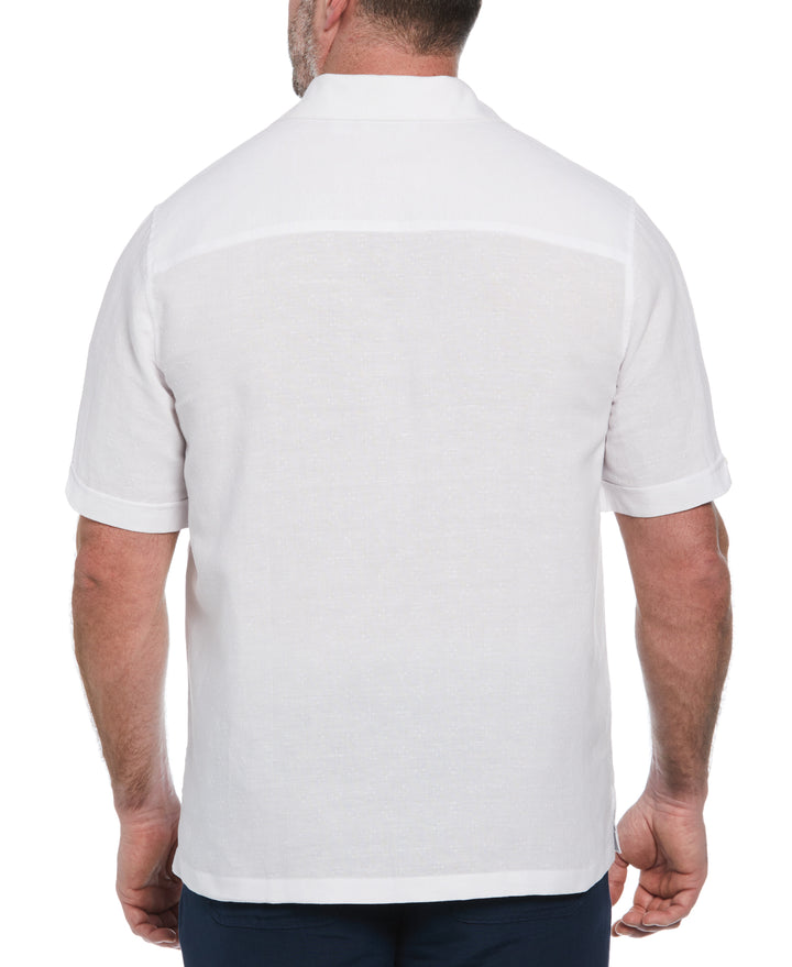 Linen Blend Dobby Camp Collar Shirt (Brilliant White) 