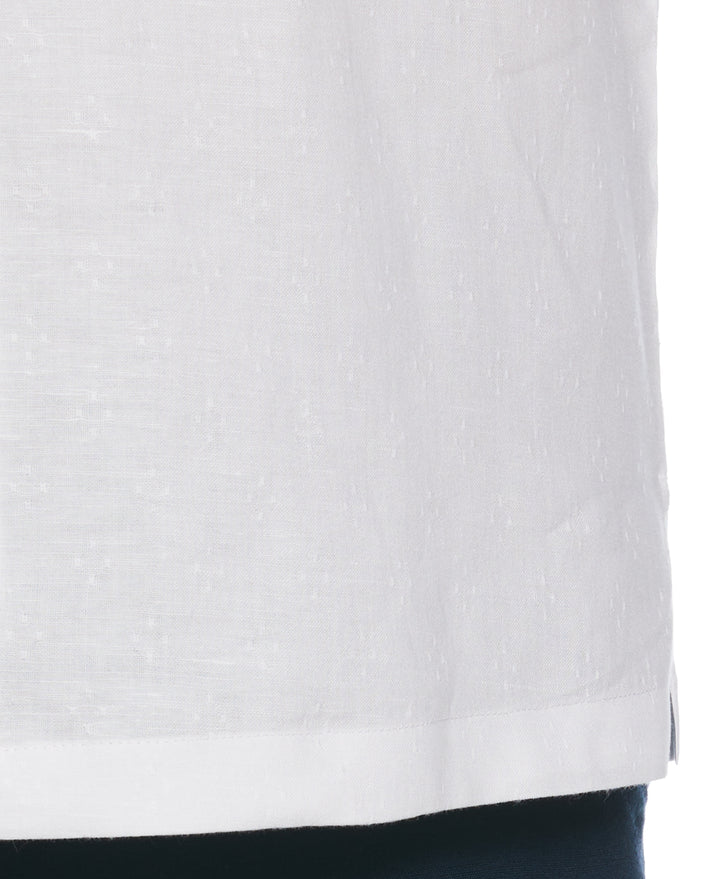 Linen Blend Dobby Camp Collar Shirt (Brilliant White) 