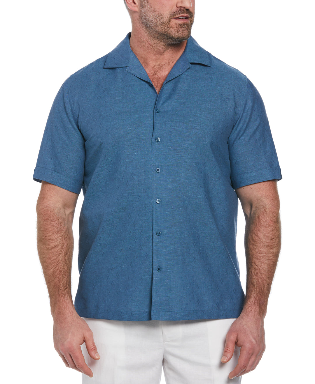Linen Blend Dobby Camp Collar Shirt (Spellbound) 