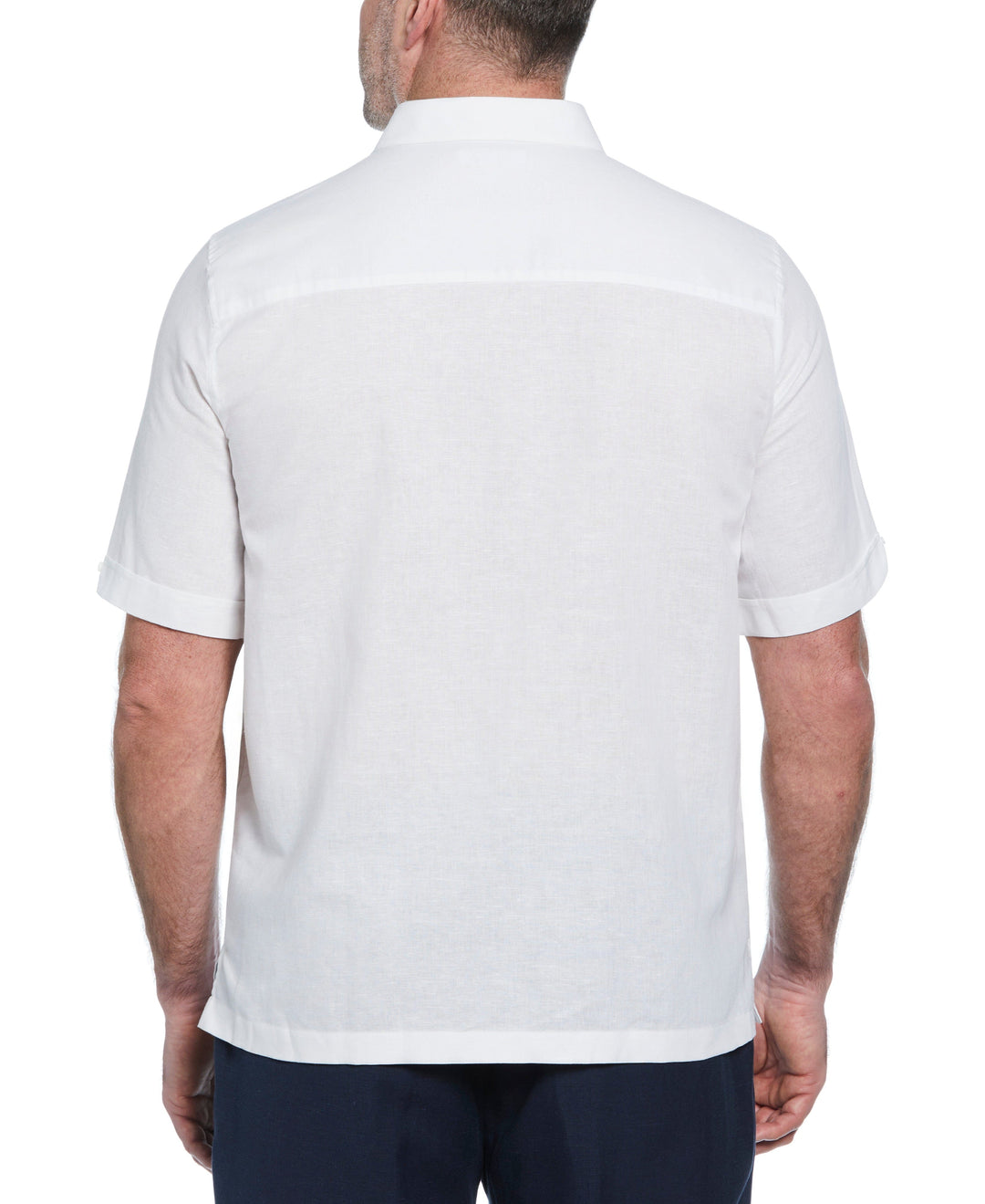 Big & Tall Linen Blend Embroidered Panel Shirt (Brilliant White) 